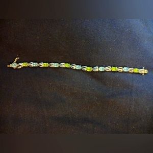 Sterling Silver Peridot and Aquamarine Bracelet